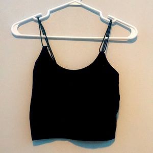 Crop top tank in the colour black
